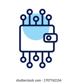 monedero con diseño de ilustración vectorial con estilo de línea de circuito
