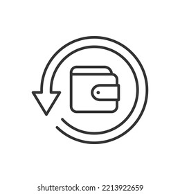 Wallet in circular arrow. Reload payment icon concept isolated on white background. Vector illustration