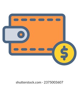 wallet, coin, cash icon or logo illustration filled outline color style. Icons ecommerce color.