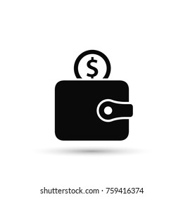Wallet with coin icon, vector isolated simple symbol.