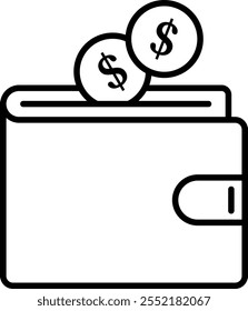 Wallet coin money icon. Editable Stoke. Vector illustration