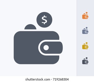 Wallet & Coins - Carbon Icons. A professional, pixel-aligned icon.  