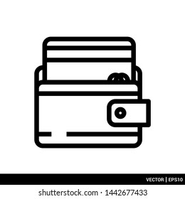 Wallet with coins and card icon trendy style. line style. vector illustration. EPS 10