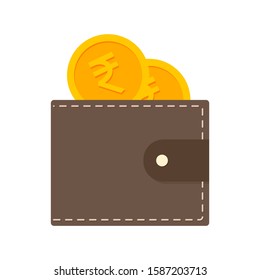 Wallet with coins. Flat illustration. Isolated on white background. 