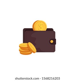 wallet with coins isolated icon vector illustration design
