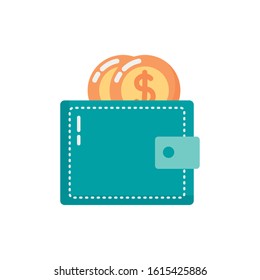 wallet with coins money dollars vector illustration design