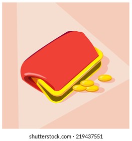 wallet with coins - payment concept in flat design 