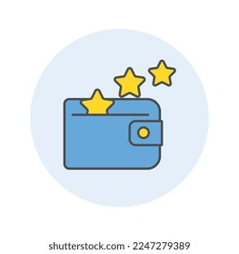 Wallet color icon. Discounts, sales and promotions, special offer and loyalty program. Bonuses and prizes. Cashback and interest. Modern marketing and advertising. Cartoon flat vector illustration