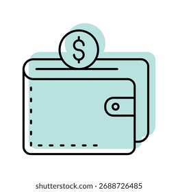 Wallet color shadow thinline icon , vector, pixel perfect, illustrator file 