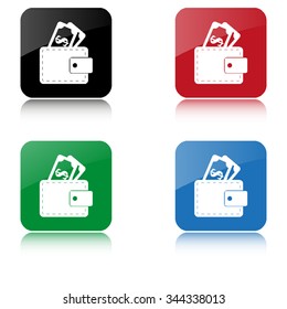 Wallet  - color vector icon  with shadow