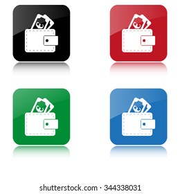 Wallet  - color vector icon  with shadow