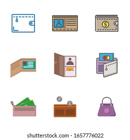 Wallet computer graphic flat icon pack , 64x64 pixel perfect icon, editable icon,  on white background
