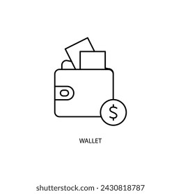 Symbol für die Brieftaschenkonzeptzeile. Einfache Elementdarstellung. Entwurf des Brieftaschenkonzepts für die Umrisssymbole.