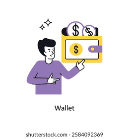 Wallet Concept vector illustration.  isolated on white Background.
