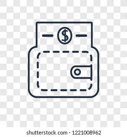 Wallet concept vector linear icon isolated on transparent background, Wallet concept transparency concept in outline style