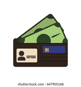 wallet with credit card and bills cash money