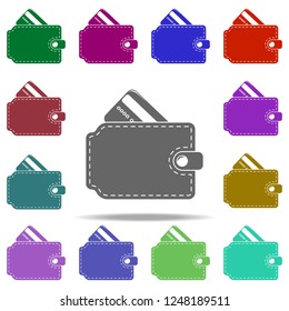a wallet with a credit card icon. Elements of Shop in multi color style icons. Simple icon for websites, web design, mobile app, info graphics