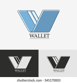 Wallet with credit card icon, purse symbol or logo 