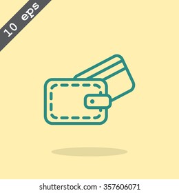 wallet with credit card - vector