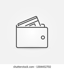Wallet with Credit Card vector icon or design element in thin line style