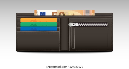 Wallet with Credit Cards and Banknotes