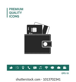 Wallet with credit cards inside icon