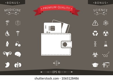 Wallet with credit cards inside icon