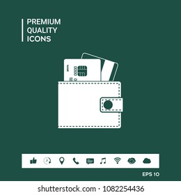 Wallet with credit cards inside icon
