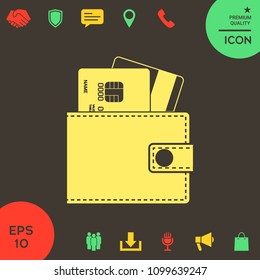 Wallet with credit cards inside icon