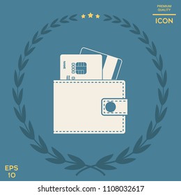 Wallet with credit cards inside icon