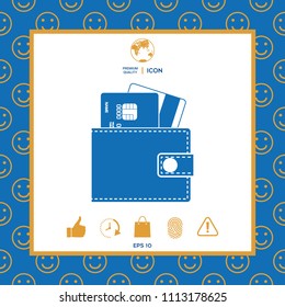 Wallet with credit cards inside icon
