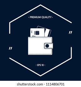 Wallet with credit cards inside icon