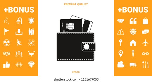 Wallet with credit cards inside icon