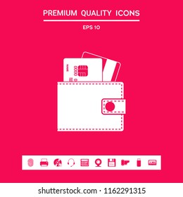 Wallet with credit cards inside icon