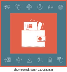 Wallet with credit cards inside icon. Graphic elements for your design