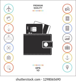 Wallet with credit cards inside icon. Graphic elements for your design