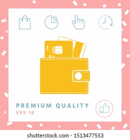 Wallet with credit cards inside icon. Graphic elements for your design