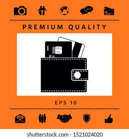 Wallet with credit cards inside icon. Graphic elements for your design
