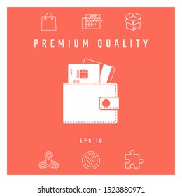 Wallet with credit cards inside icon. Graphic elements for your design