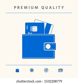 Wallet with credit cards inside icon. Graphic elements for your design