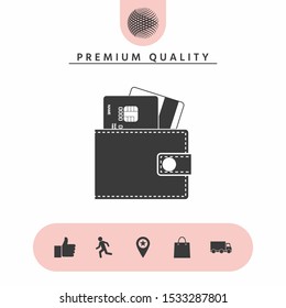 Wallet with credit cards inside icon. Graphic elements for your design