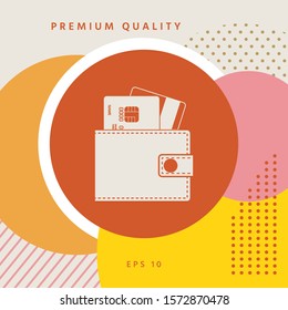 Wallet with credit cards inside icon. Graphic elements for your design