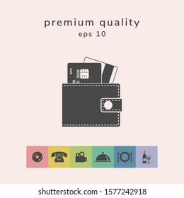 Wallet with credit cards inside icon. Graphic elements for your design