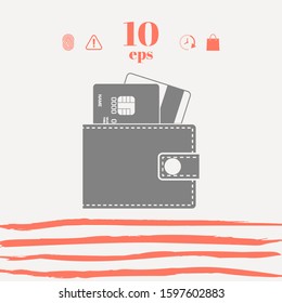 Wallet with credit cards inside icon. Graphic elements for your design