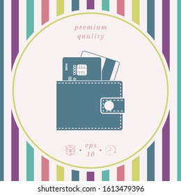 Wallet with credit cards inside icon. Graphic elements for your design