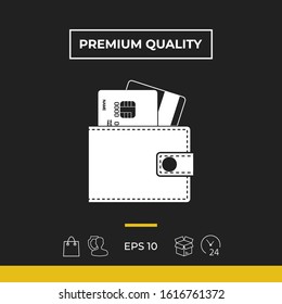 Wallet with credit cards inside icon. Graphic elements for your design