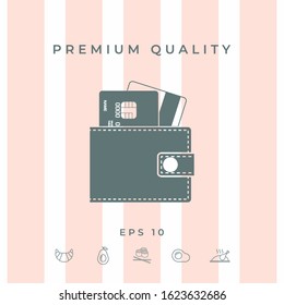 Wallet with credit cards inside icon. Graphic elements for your design