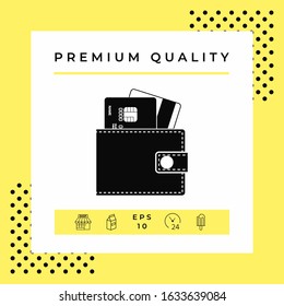 Wallet with credit cards inside icon. Graphic elements for your design