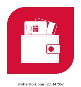 Wallet with credit cards inside icon.