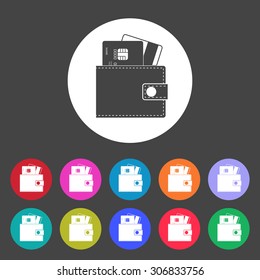 Wallet with credit cards inside icon.